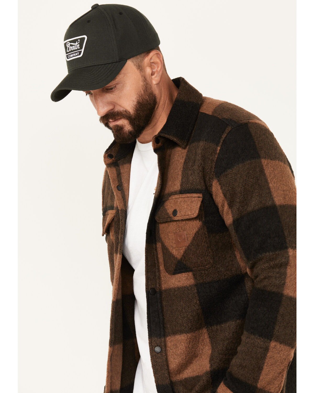 Image #2 - Brixton Men's Bowery Arctic Plaid Print Long Sleeve Snap Stretch Flannel Shirt, Brown, hi-res