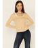 Image #1 - Wild Moss Women's Ribbed Knit Henley Lace Long Sleeve Top , Yellow, hi-res