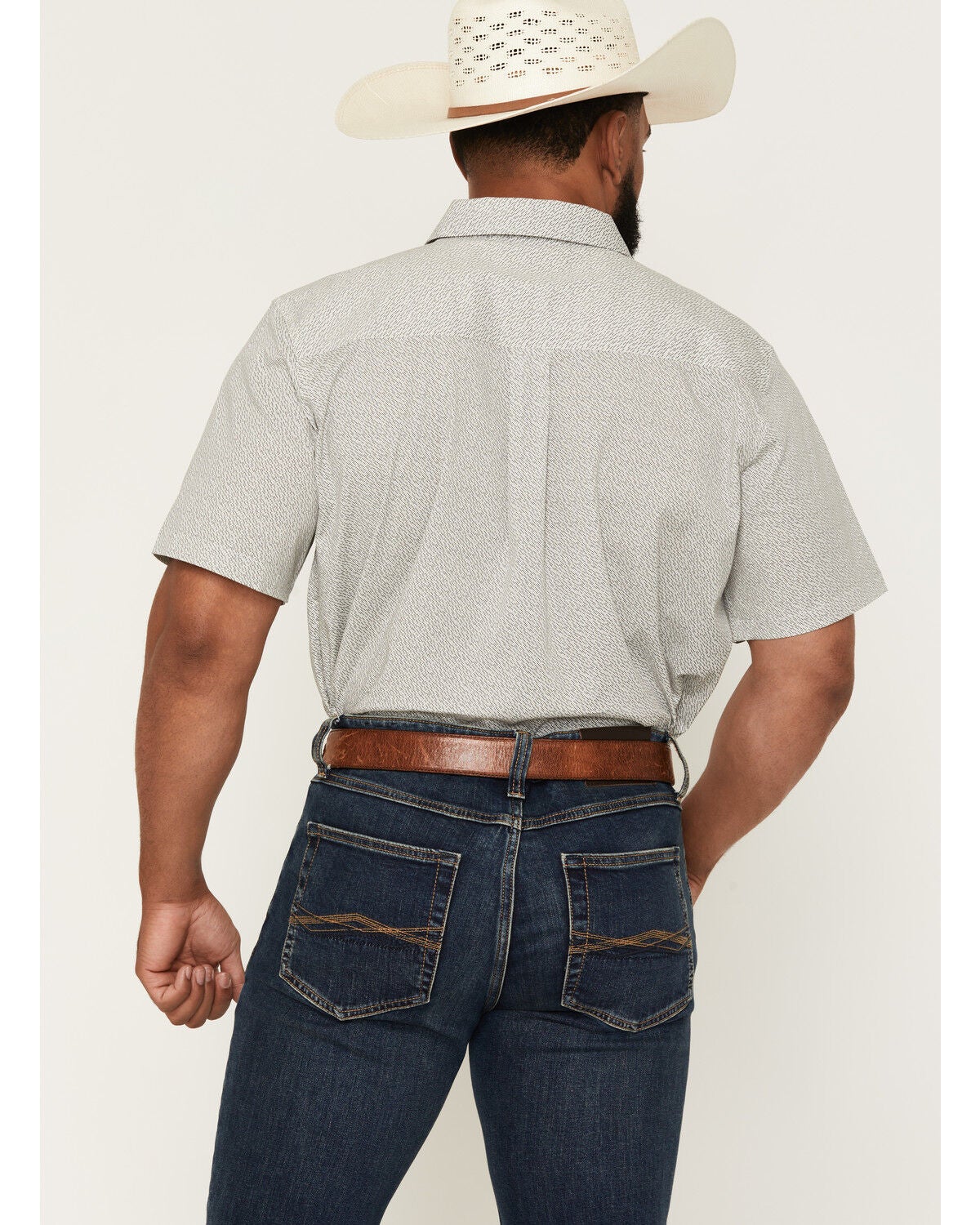 Image #4 - RANK 45&reg; Men's Semi Final Geo Print Short Sleeve Button-Down Stretch Western Shirt, Ivory, hi-res