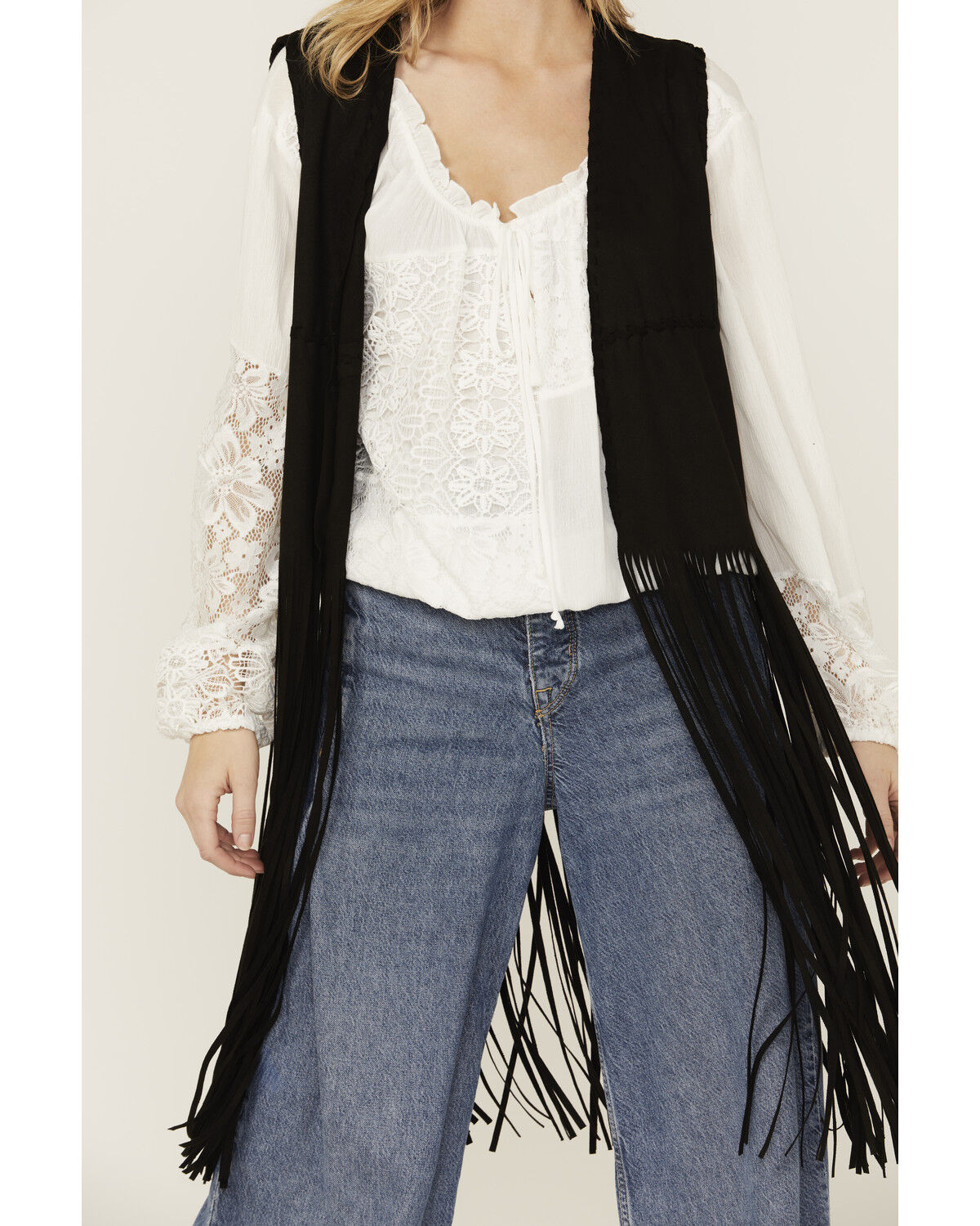 Image #3 - Fornia Women's Suede Fringe Vest, Black, hi-res