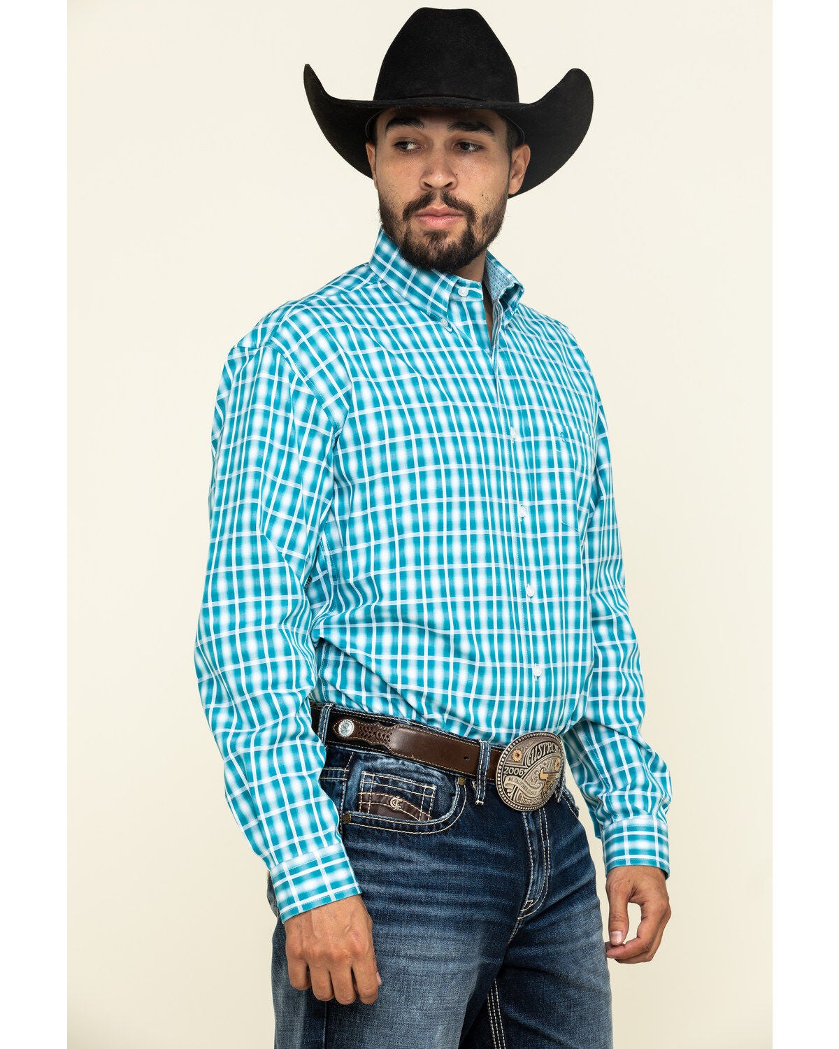 Image #3 - Stetson Men's Cross Walk Ombre Plaid Button Long Sleeve Western Shirt, , hi-res