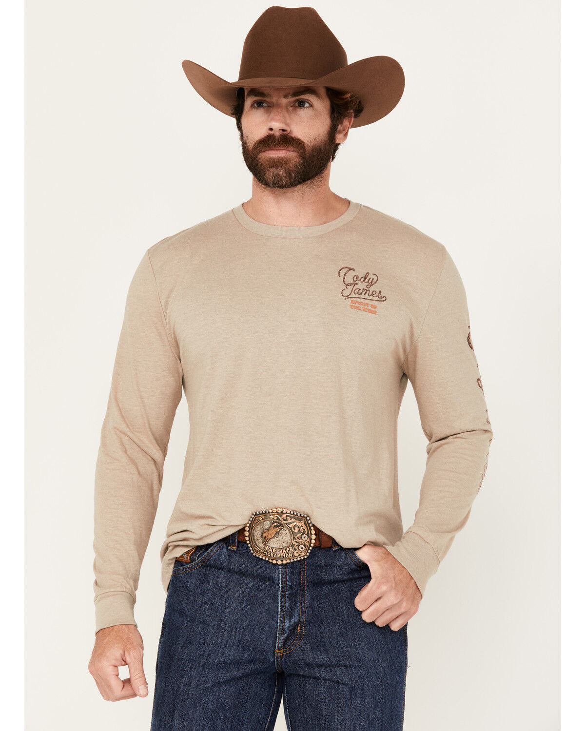 Image #2 - Cody James Men's Western Spirit Long Sleeve Graphic T-Shirt, Tan, hi-res