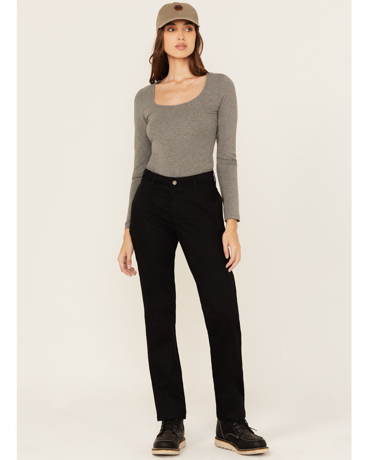 Dickies Women's Mid Rise Straight Stretch Twill Work Pants, Black, hi-res