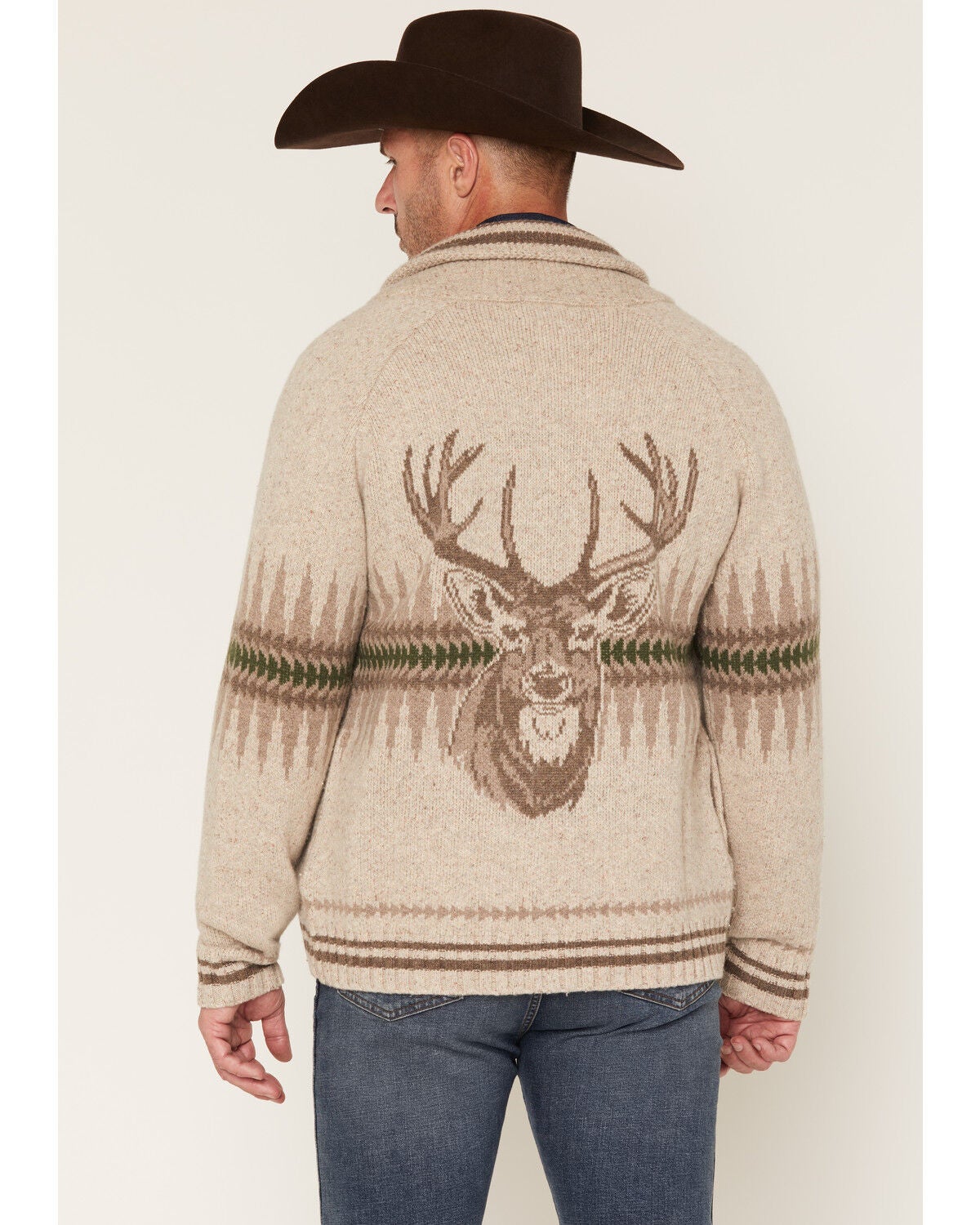 Image #4 - Pendleton Men's Sawtooth Buck Zip Sweater, Oatmeal, hi-res