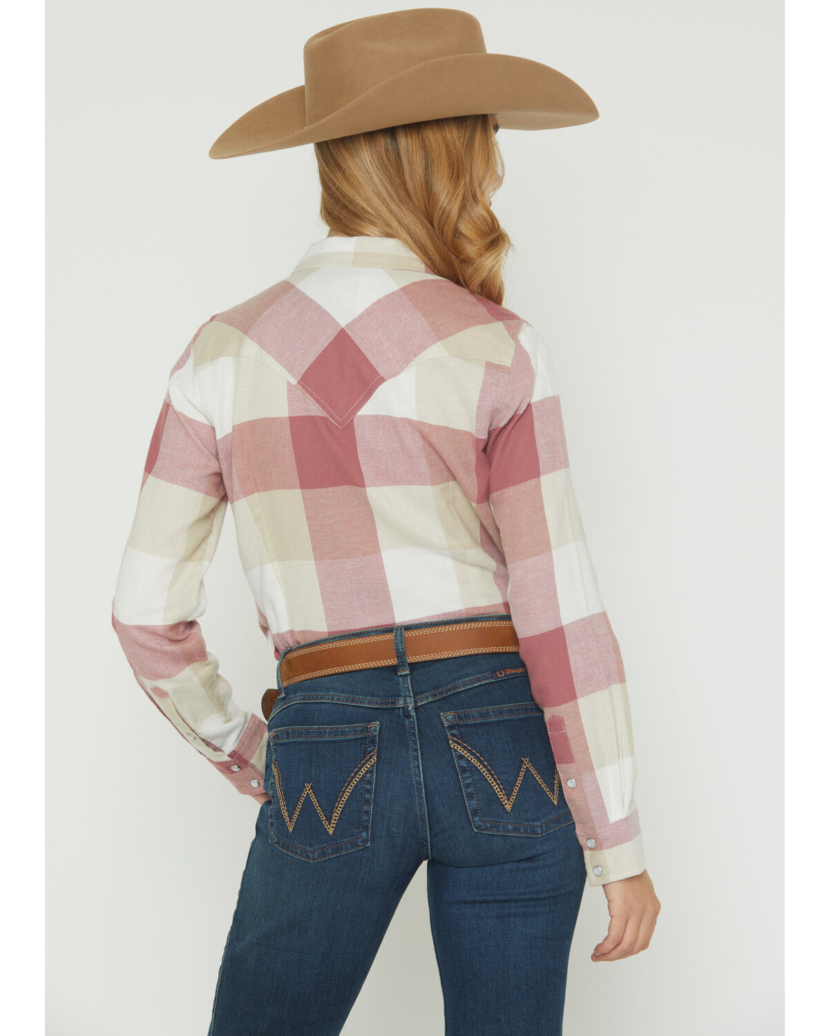 Image #4 - Wrangler Retro Women's Boot Barn Exclusive Plaid Print Long Sleeve Snap Long Sleeve Flannel Shirt, Burgundy, hi-res