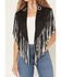 Image #3 - Saints & Hearts Women's Faux Suede Horseshoe Fringe Cape, Black, hi-res