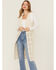 Image #1 - Miss Me Women's Long Vest, Cream, hi-res