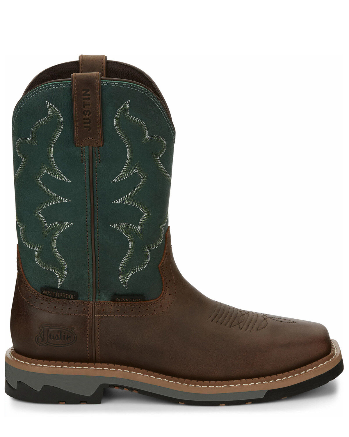 Image #2 - Justin Men's Boot Barn Exclusive Carbide Waterproof Western Work Boots - Composite Toe, Brown, hi-res