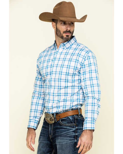 Image #3 - Ely Walker Black Label Men's Blue Med Plaid Long Sleeve Western Shirt , , hi-res