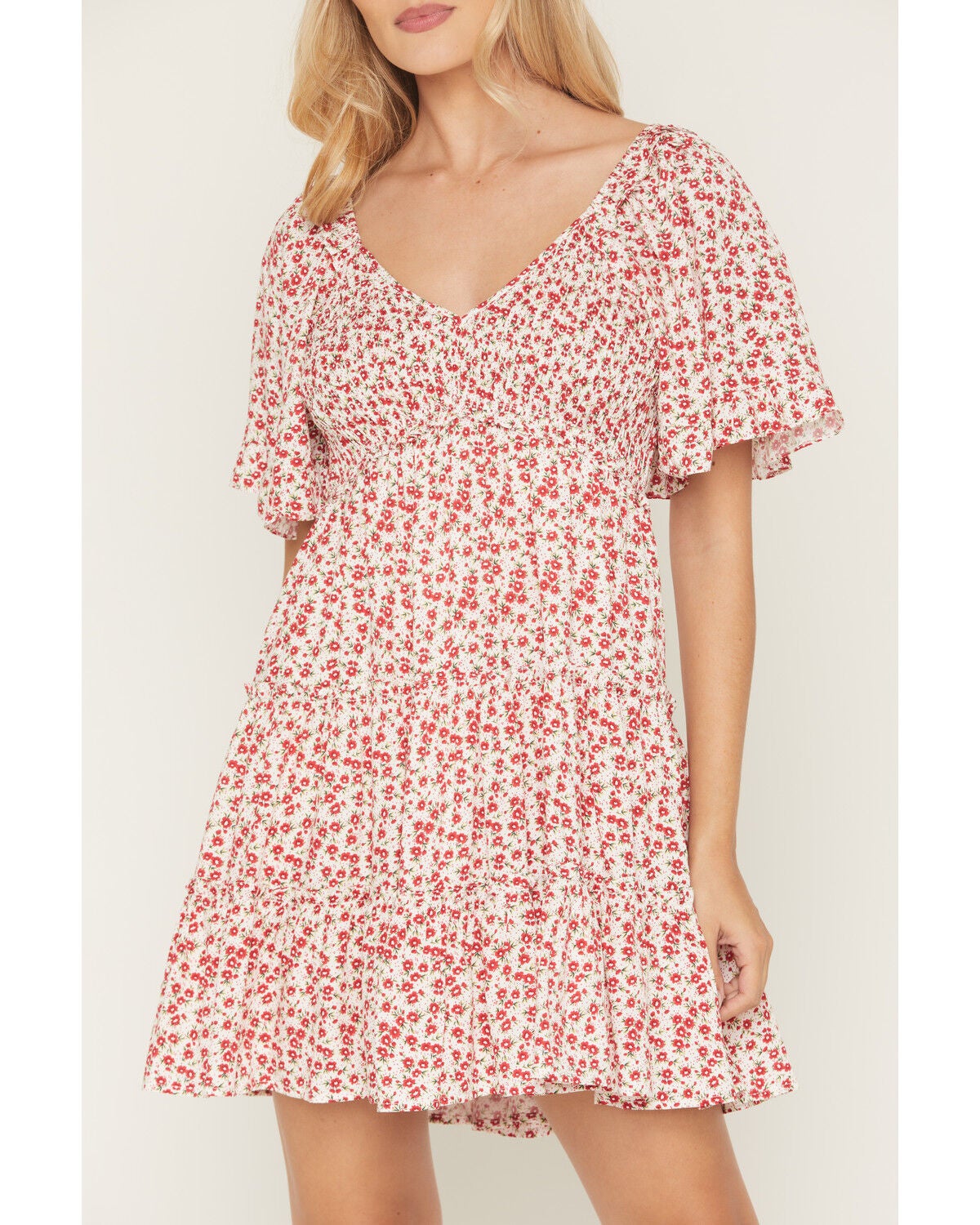 Product Name:  Yura Women's Boot Barn Exclusive Ditsy Floral Smocked Mini Dress