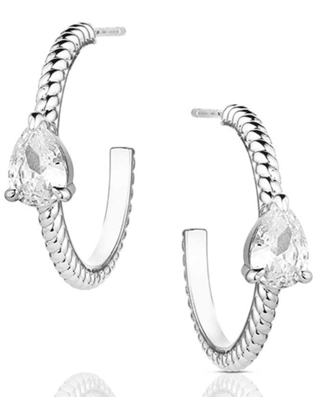 Image #1 - Montana Silversmiths Women's Wandering Trail Hoop Earrings, Silver, hi-res