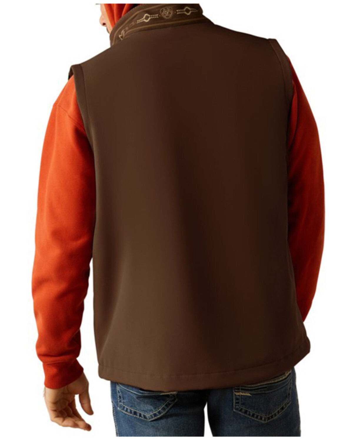 Image #2 - Ariat Men's Logan Southwestern Print Softshell Vest, Brown, hi-res