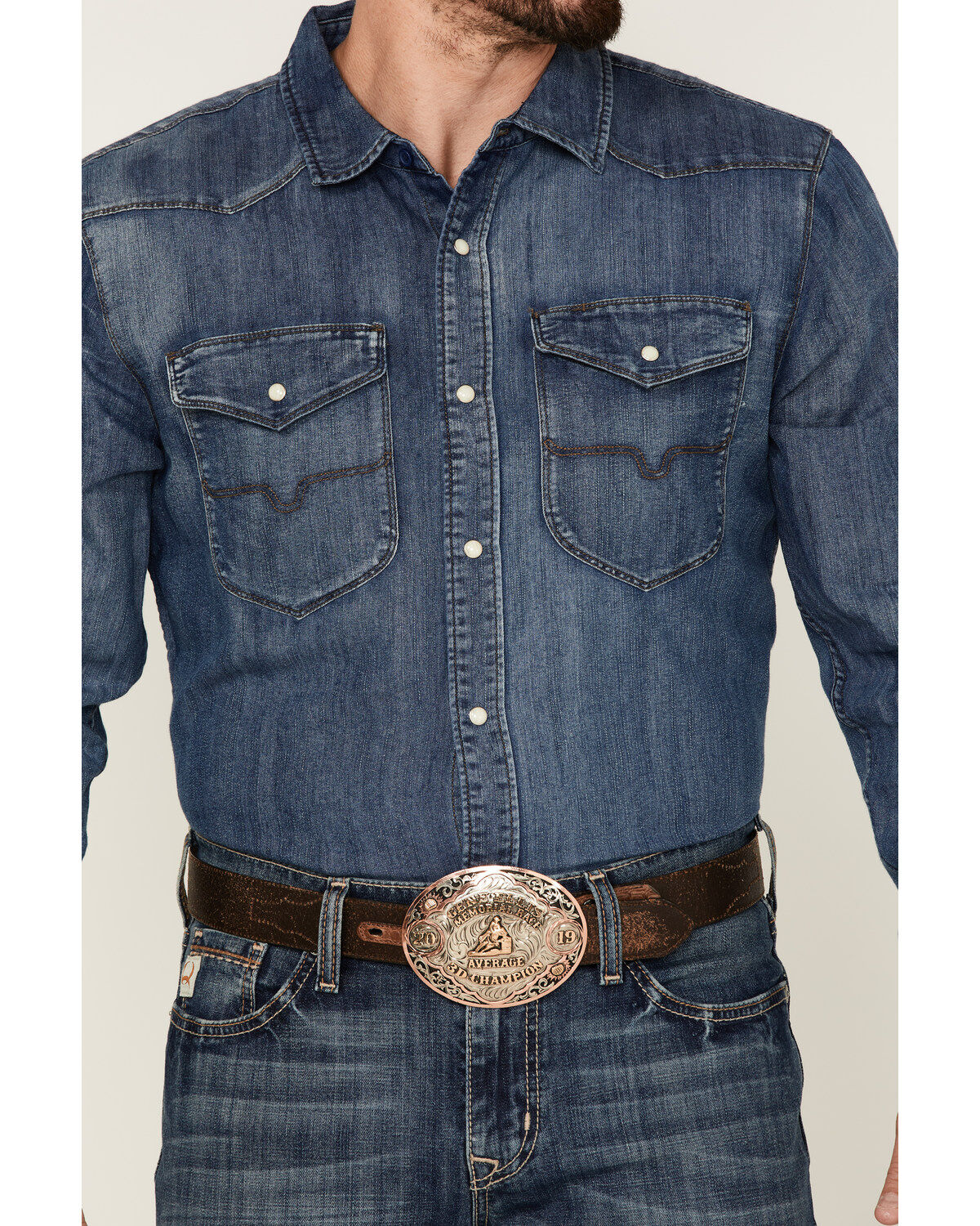 Image #3 - Kimes Ranch Men's Grimes Dark Indigo Wash Denim Long Sleeve Snap Western Shirt, , hi-res
