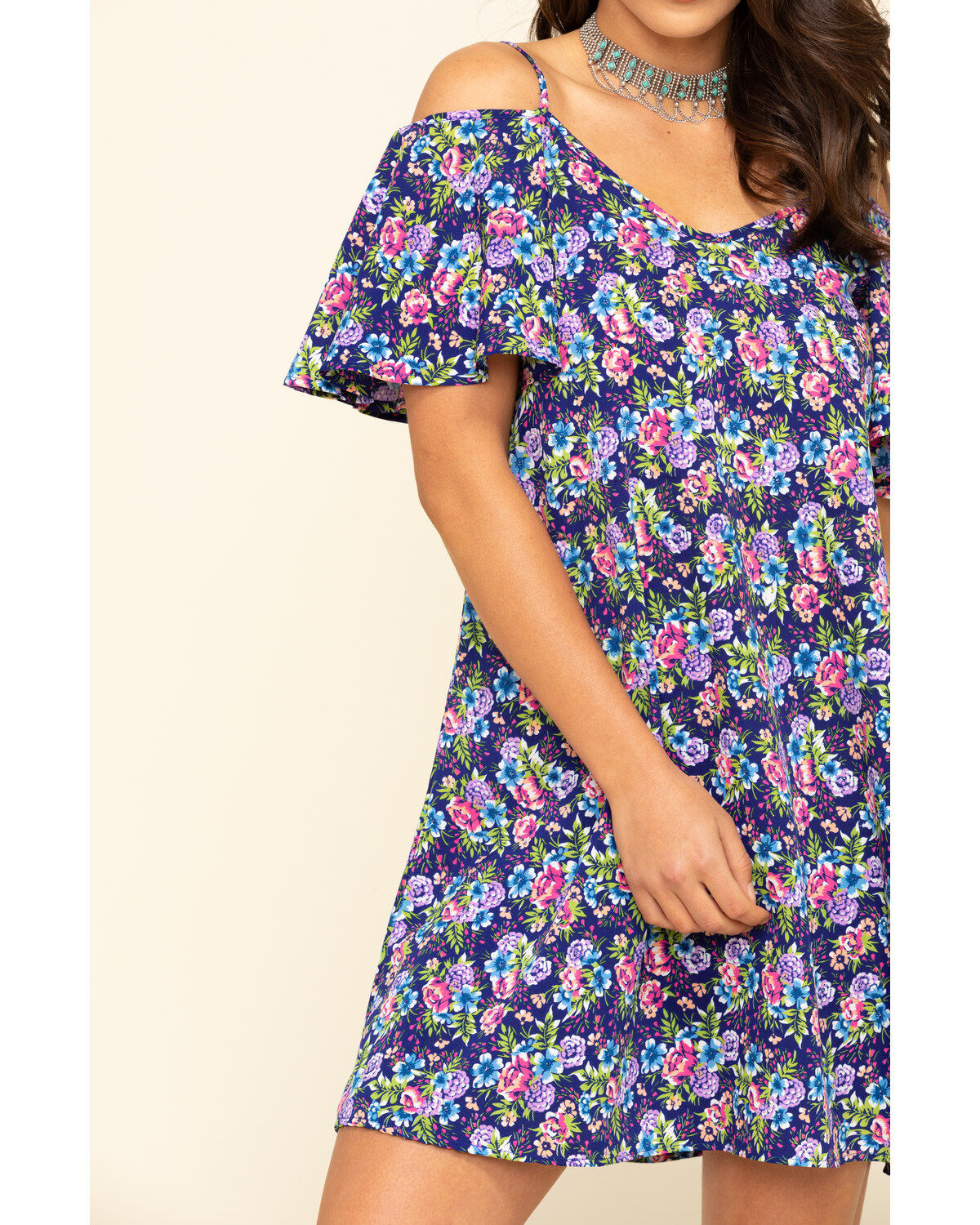 Image #4 - Red Label by Panhandle Women's Cold Shoulder Mini Dress, Navy, hi-res