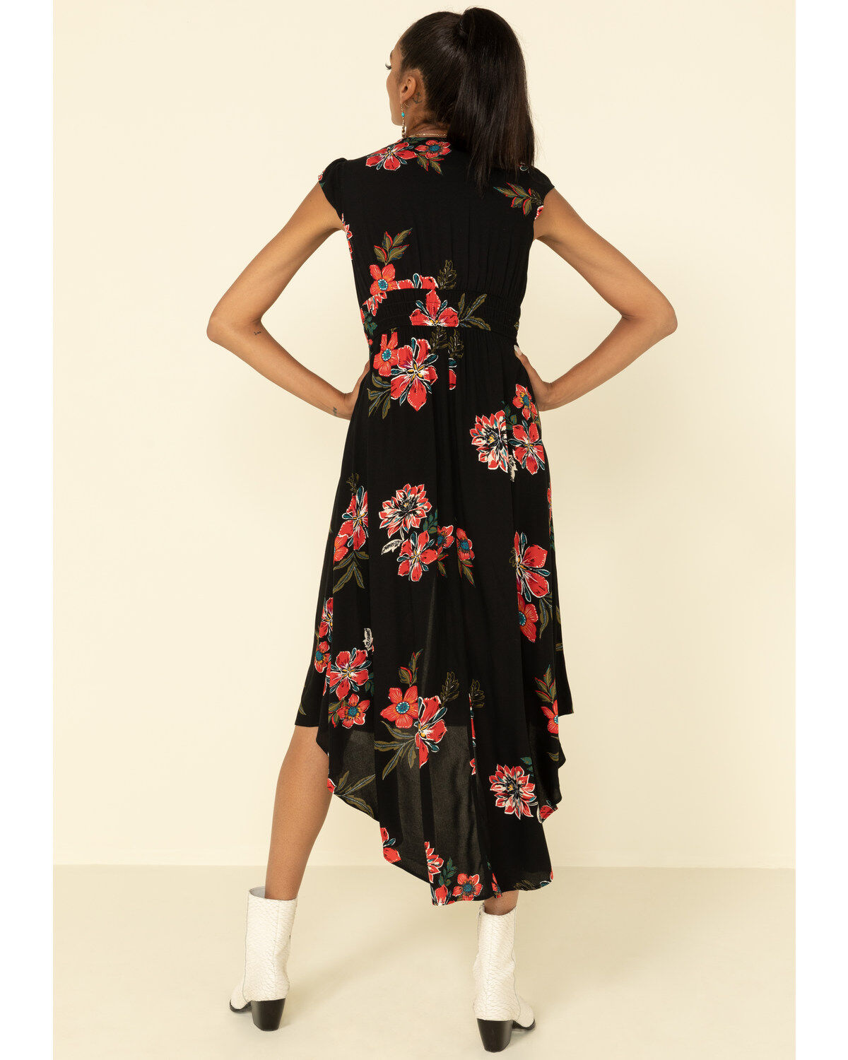 womens black floral dress