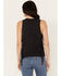 Rock & Roll Denim Women's Vintage Graphic Fringe Tank, Charcoal, hi-res