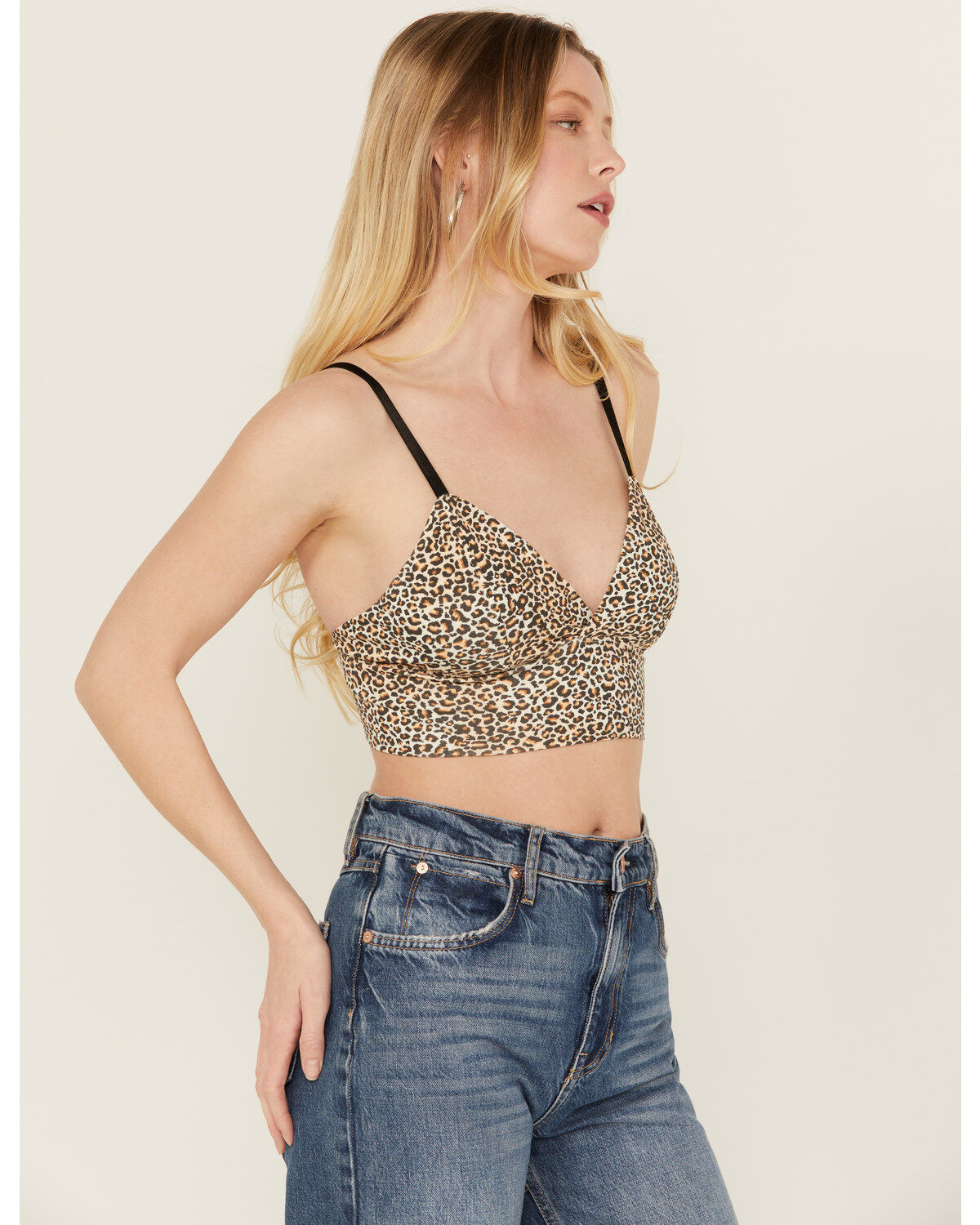 Image #2 - Discreture Women's Longline Leopard Bralette, Tan, hi-res