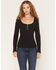 Image #1 - Idyllwind Women's Sugarhill Lace Long Sleeve Ribbed Shirt, Black, hi-res