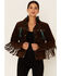 Image #1 - Scully Fringe & Beaded Boar Suede Leather Jacket, Chocolate, hi-res