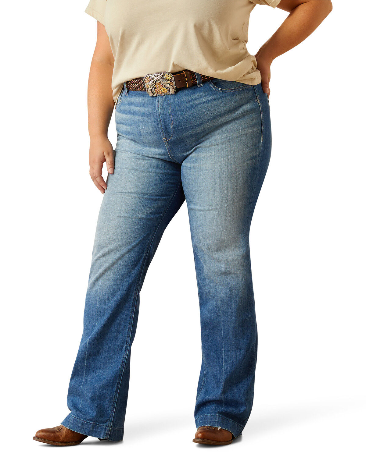 Ariat Women's Elaina Medium Wash High Rise Slim Trouser Stretch Denim Jeans - Plus