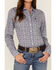 Cinch Women's Tile Print Long Sleeve Button Down Western Shirt, Purple, hi-res