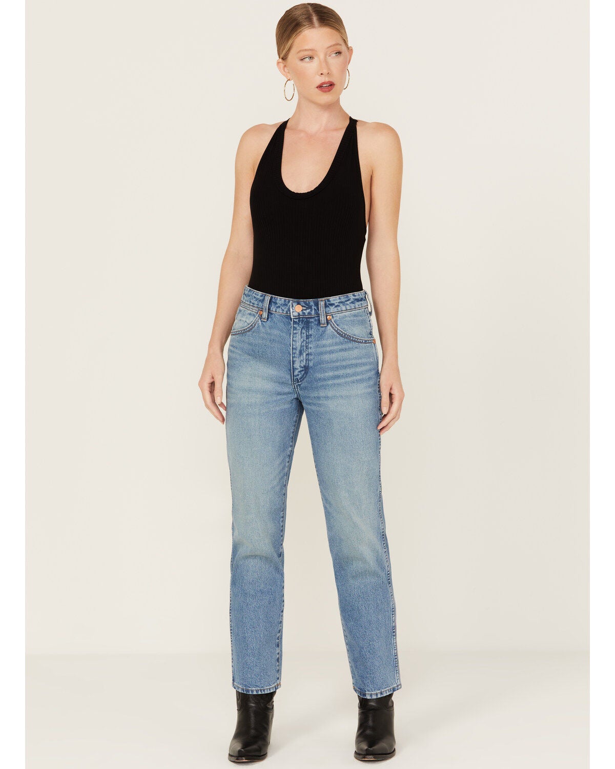 Wrangler Women's Wild West Light Wash High Rise Straight Jeans, Light Wash, hi-res