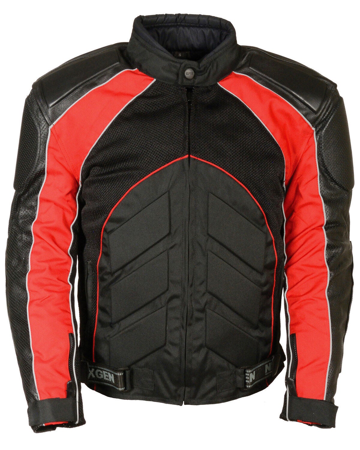 Milwaukee Leather Men's Combo Leather Textile Mesh Racer Jacket - 3X, Black/red, hi-res