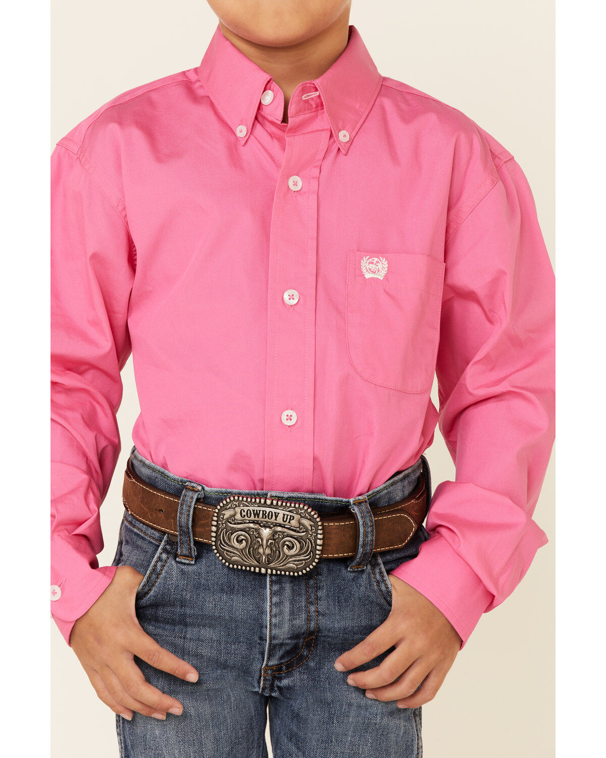 Image #3 - Cinch Boys' Hot Pink Long Sleeve Shirt, Pink, hi-res