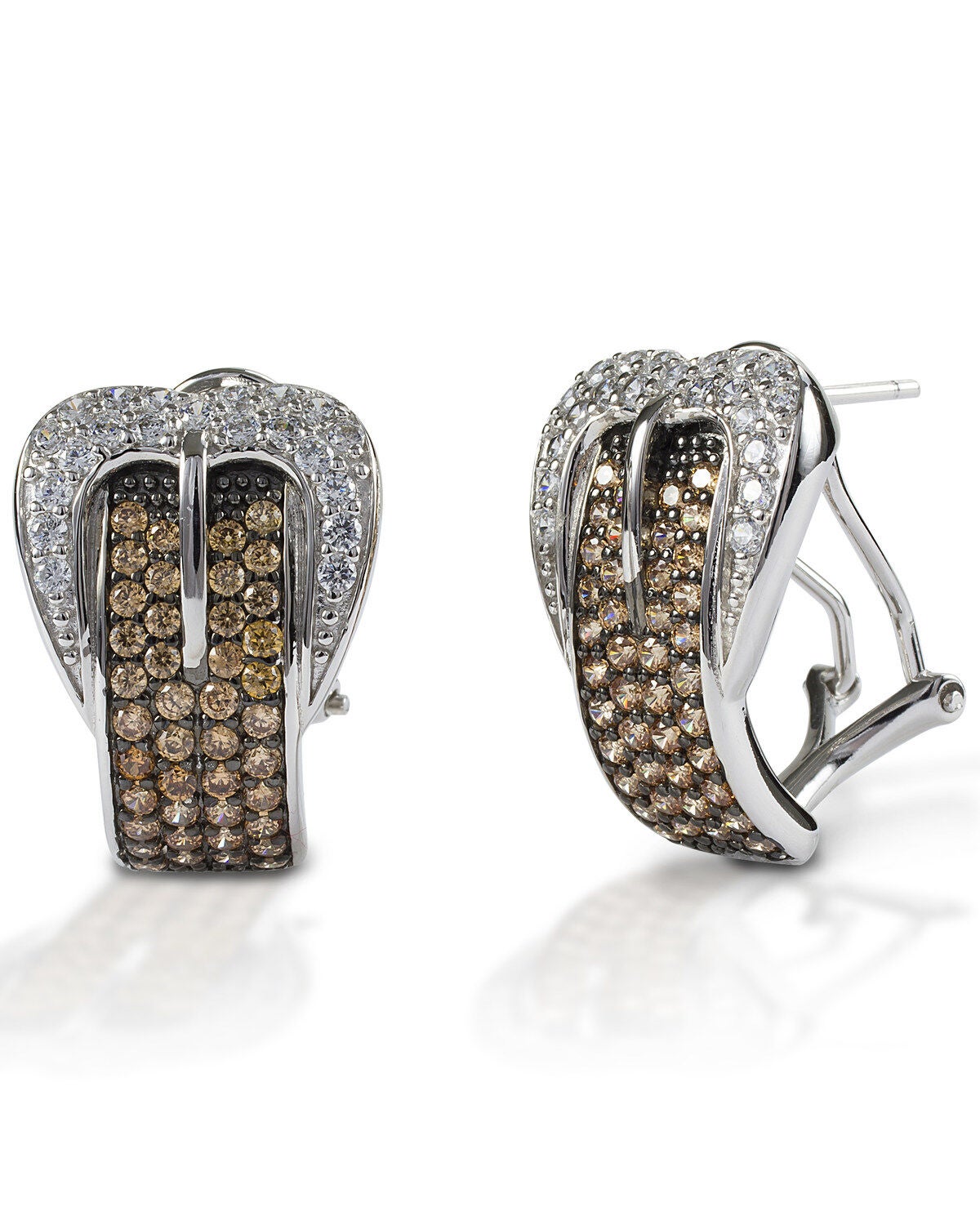 Kelly Herd Women's Cognac Buckle Earrings, Silver, hi-res