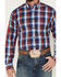 Ariat Men's Team Corey Large Plaid Embroidered Logo Long Sleeve Button-Down Shirt, Black, hi-res