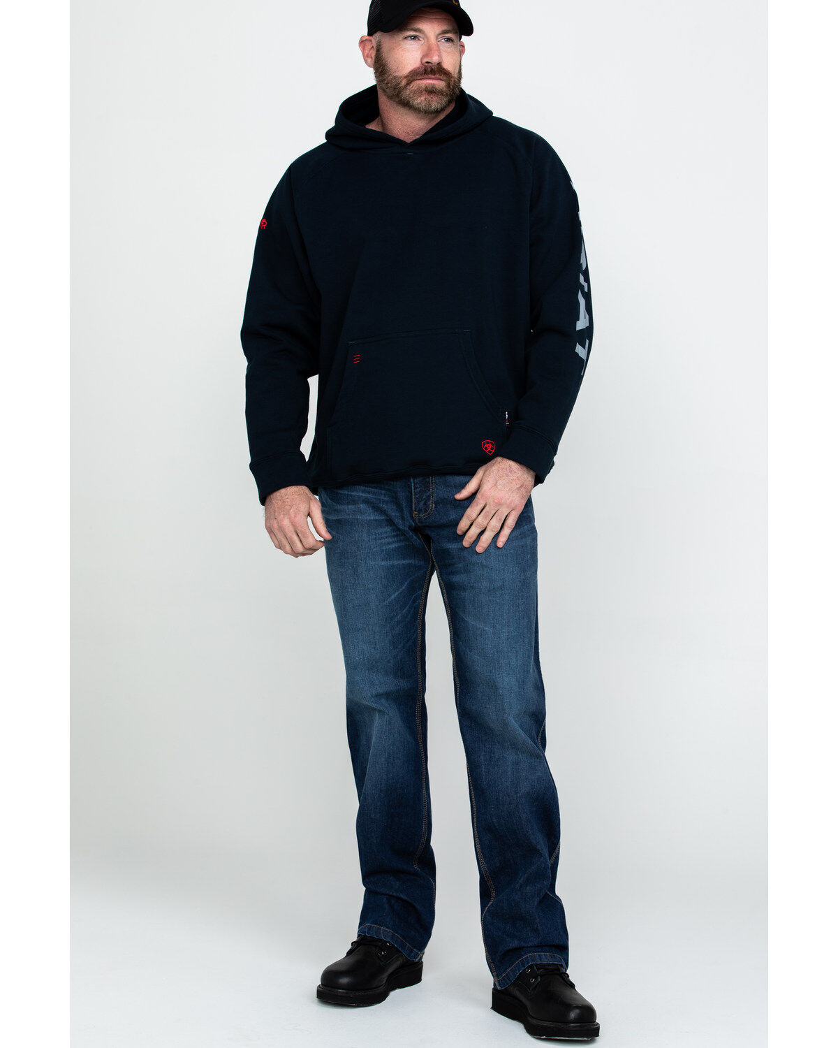 Image #6 - Ariat Men's FR Primo Fleece Logo Hooded Work Sweatshirt - Tall, , hi-res