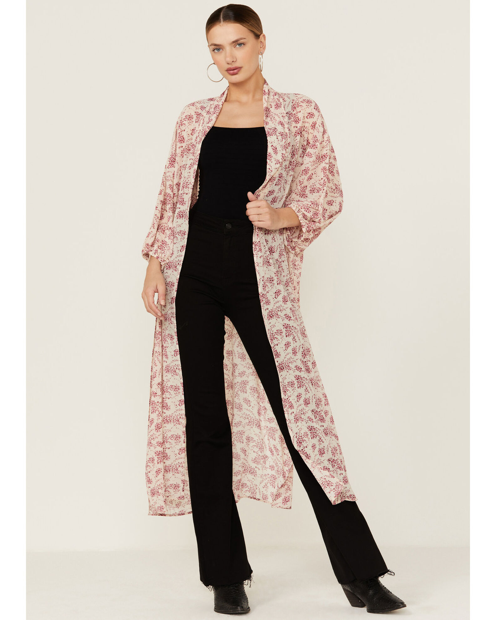 Beyond The Radar Women s Floral Chiffon Duster Maxi Kimono Boot Barn