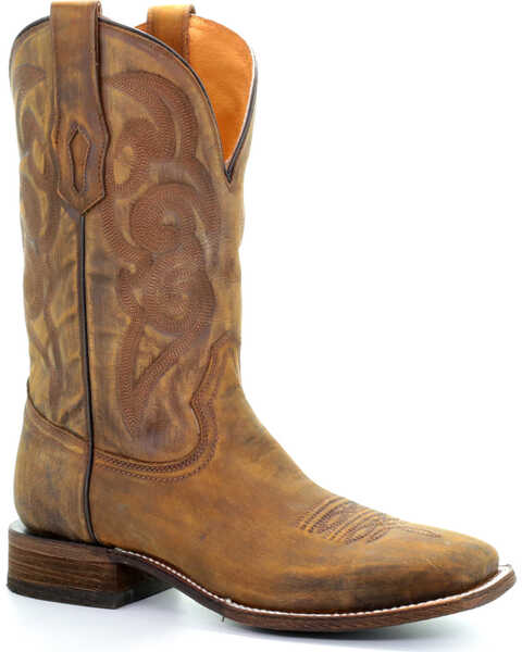 Corral Men's Embroidered Cowboy Boots - Square Toe , Lt Brown, hi-res