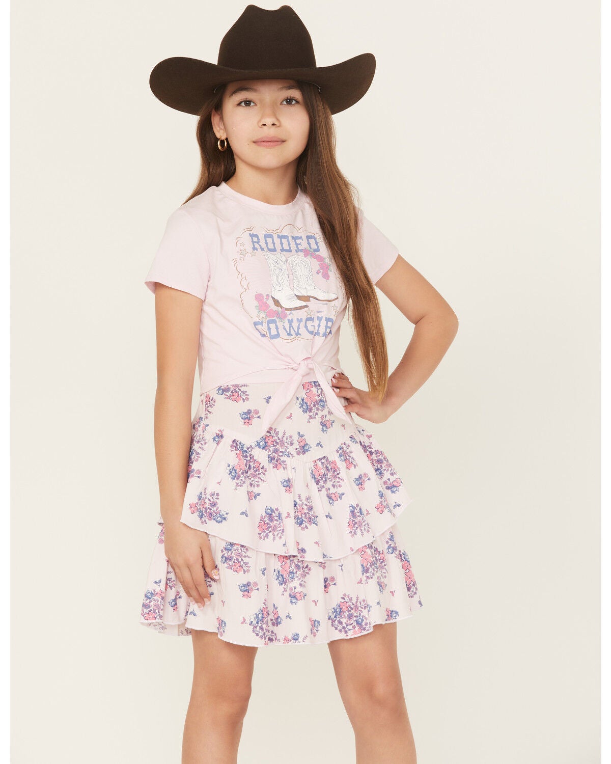 Sugar California Girls' T-Shirt Skirt Set - 2 Piece, Pink, hi-res