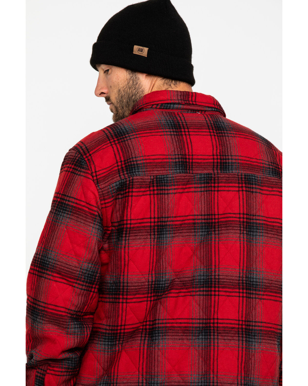 Image #5 - Hawx Men's Red Miller Plaid Quilted Flannel Work Shirt Jacket , , hi-res
