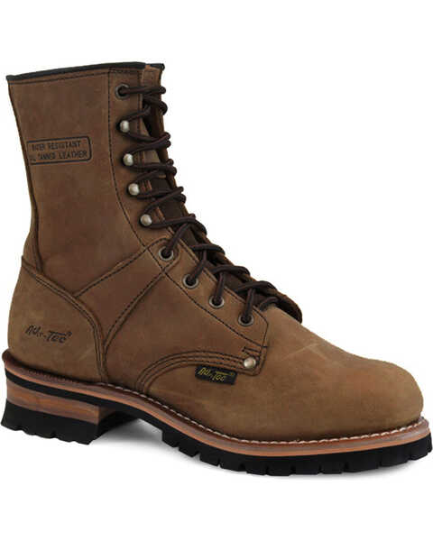 Ad Tec Men's Logger 9" Work Boots, Brown, hi-res