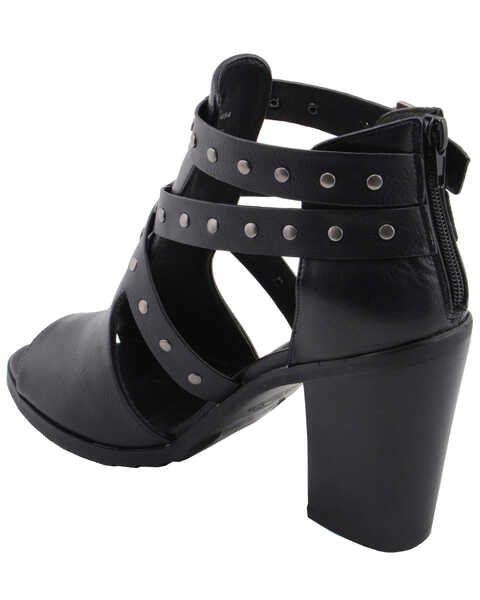 Image #7 - Milwaukee Performance Women's Platform Heel Studded Strap Sandals, Black, hi-res