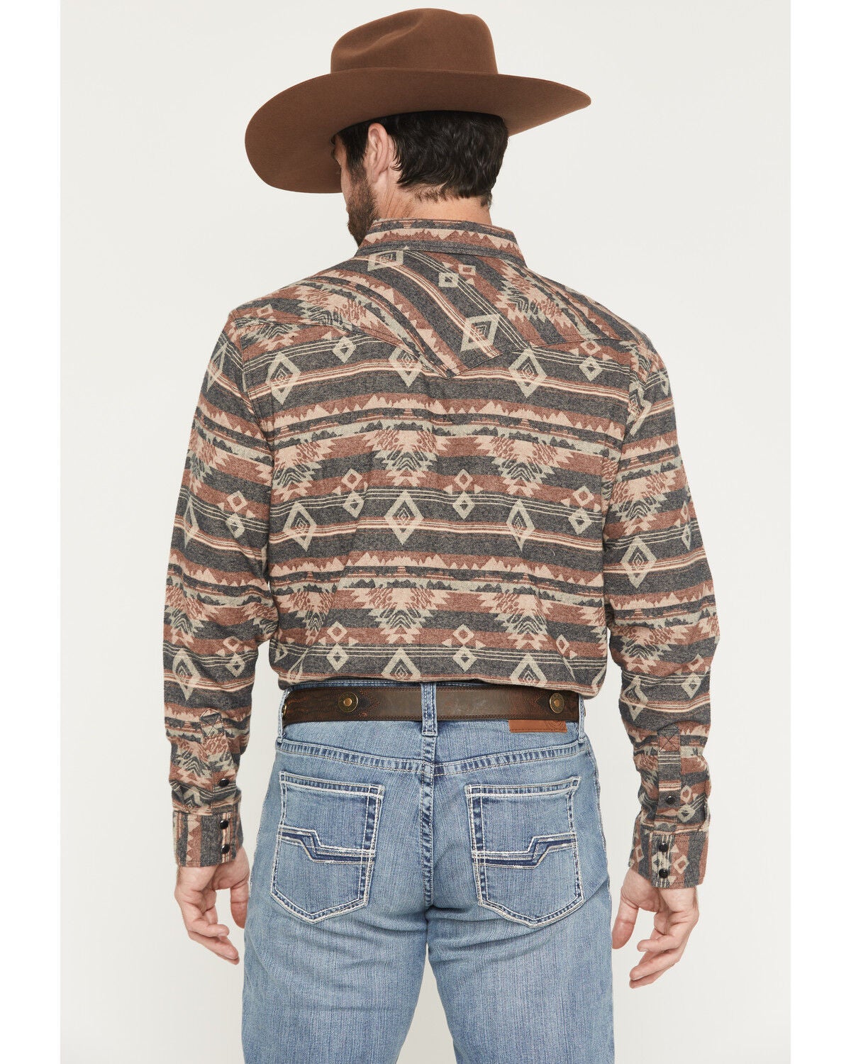 Image #4 - Cody James Men's Ironwood Southwestern Long Sleeve Snap Flannel Shirt - Big, Brown, hi-res