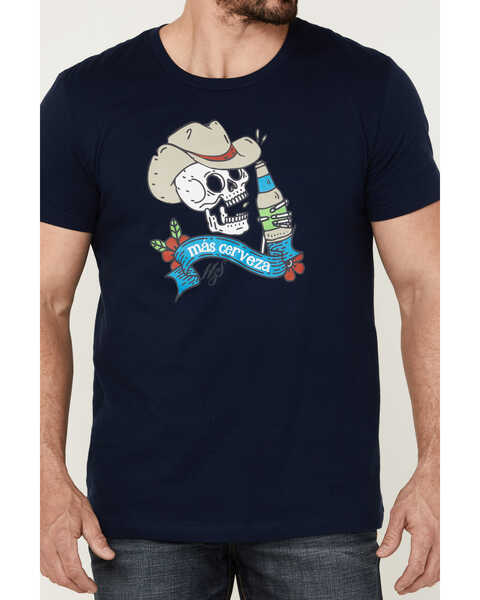 Moonshine Spirit Men's Mas Cerveza Graphic Short Sleeve T-Shirt , Steel Blue, hi-res