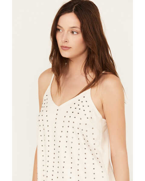 Image #2 - Vocal Women's Studded Faux Suede Cami, Natural, hi-res