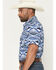 Image #2 - Rock & Roll Denim Men's Southwestern Print Short Sleeve Snap Stretch Western Shirt, Blue, hi-res