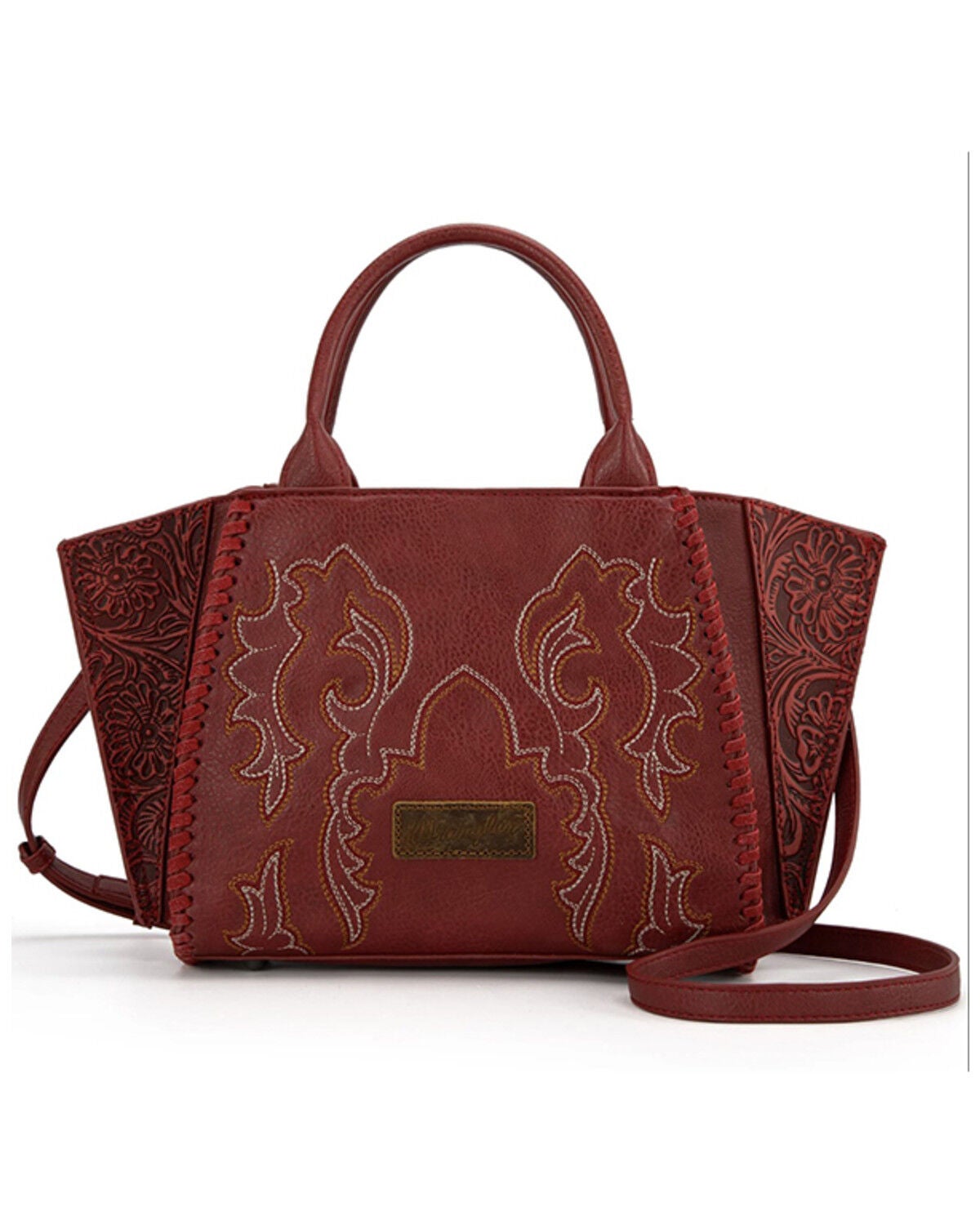 Image #1 - Wrangler Women's Jessie Tooled Concealed Carry Crossbody Bag, Red, hi-res