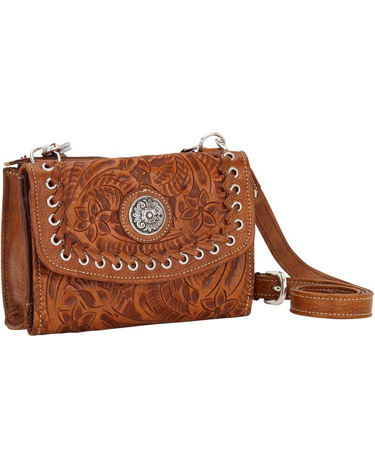 American West Harvest Moon Crossbody Bag, Brown, hi-res