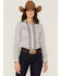 Panhandle Women's Digital Bandana Print Pearl Snap Western Shirt, White, hi-res