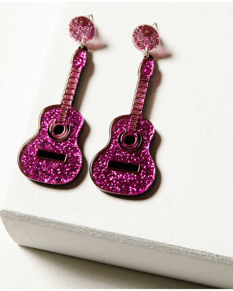 Idyllwind Women's Pink Lady Nashville Guitar Earrings, Fuchsia, hi-res