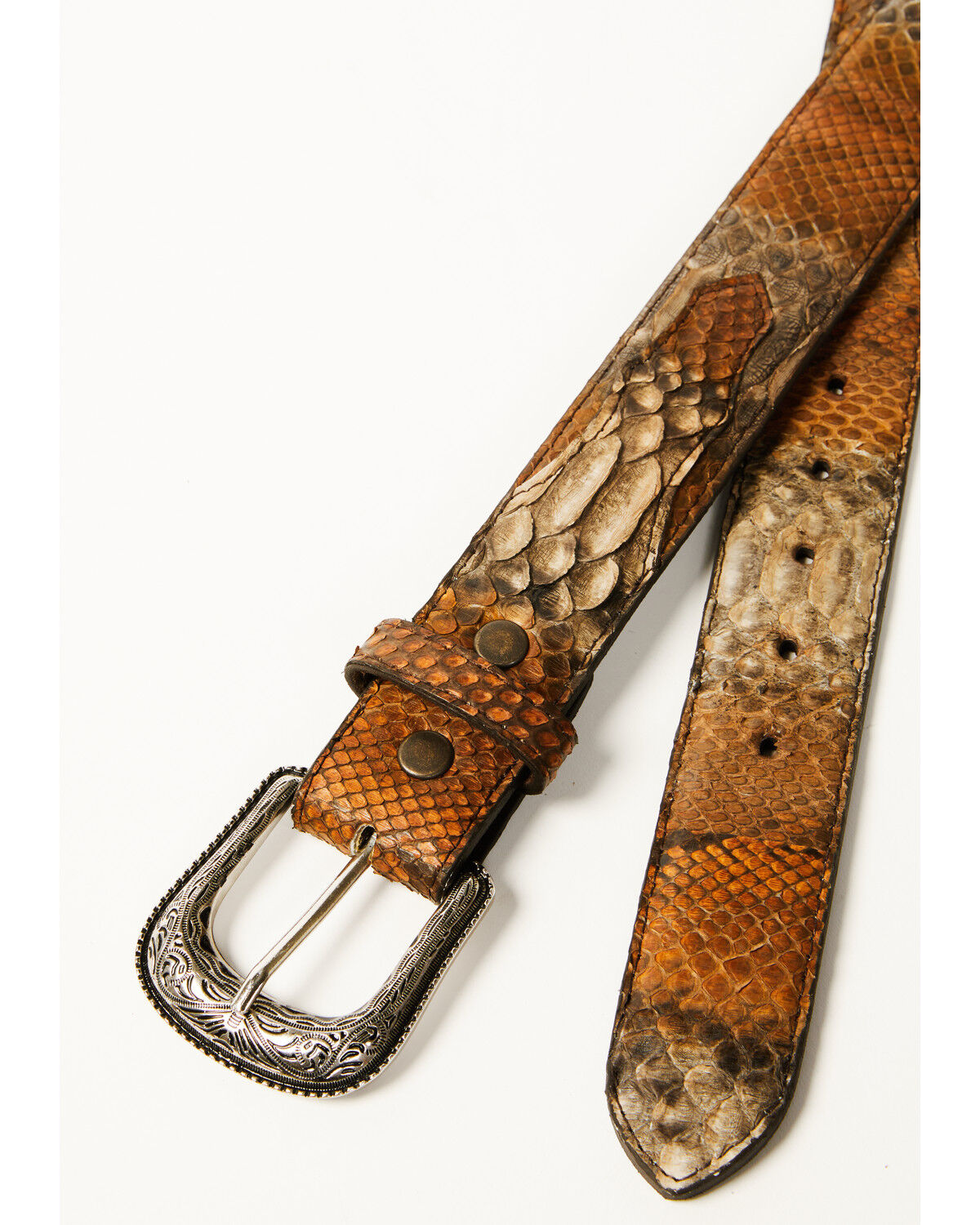 Image #2 - Cody James Men's Exotic Python Belly Belt, Brown, hi-res