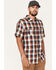 Image #2 - Brothers and Sons Men's Casual Plaid Short Sleeve Button-Down Western Shirt, Dark Orange, hi-res