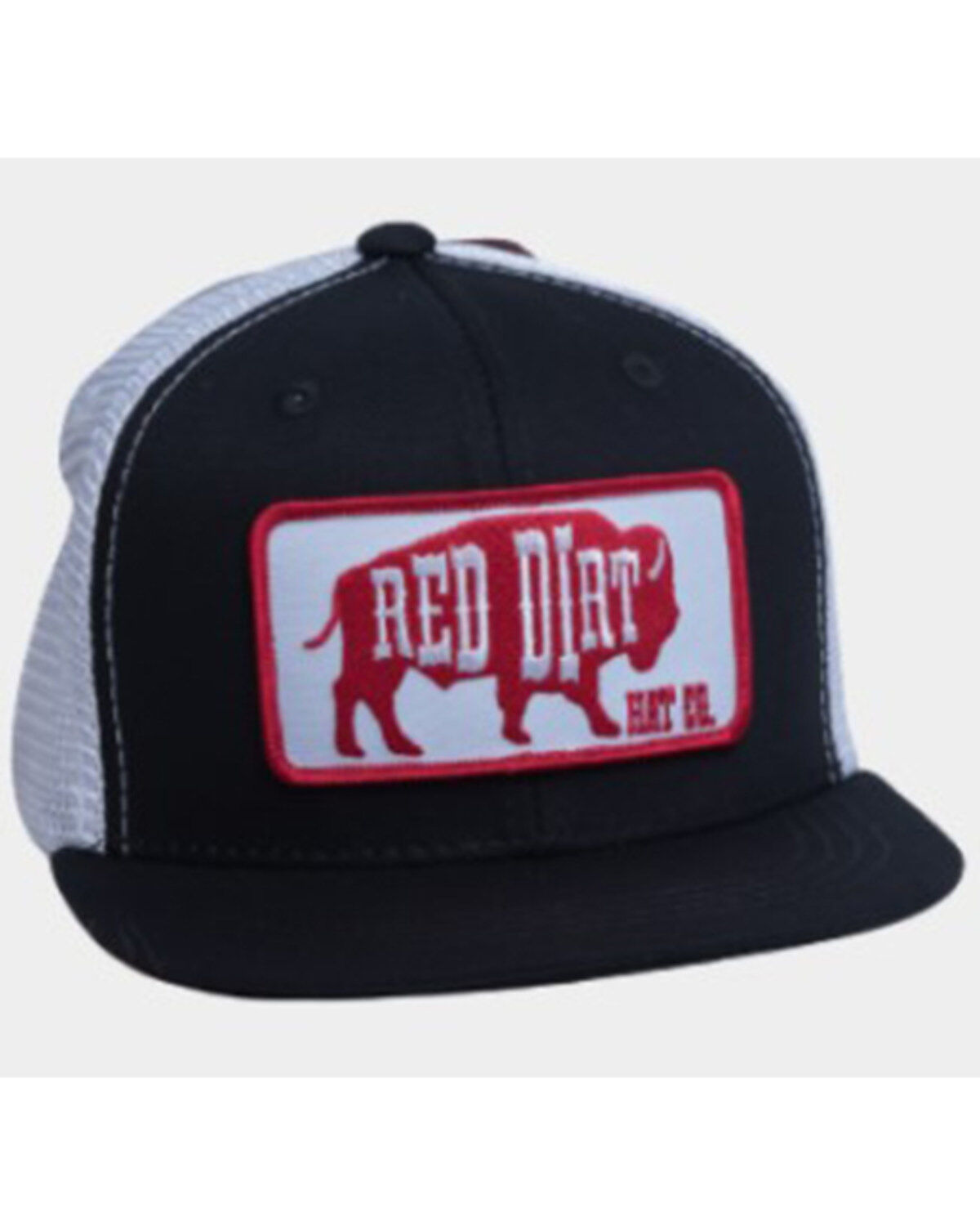 Image #1 - Red Dirt Hat Boys' Buffalo Silhouette Logo Patch Mesh Back Ball Cap, Black, hi-res
