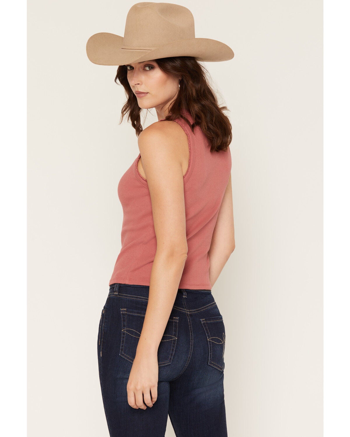 Image #4 - Cleo + Wolf Women's Ruffle Trim Tank, Rose, hi-res