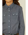 Image #3 - Roper Girls' Checkered Arrow Print Long Sleeve Pearl Snap Western Shirt, Blue, hi-res